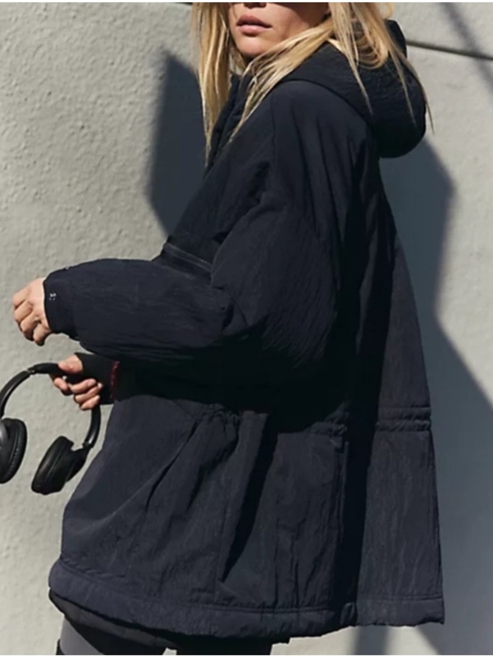 FP Movement XS/S Jacket Oversized Billie Boxy Lightweight Insulated hooded black